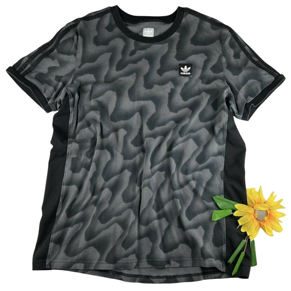 Adidas Short Sleeve Men's Shirt Black Gray Size XL Warp Warped